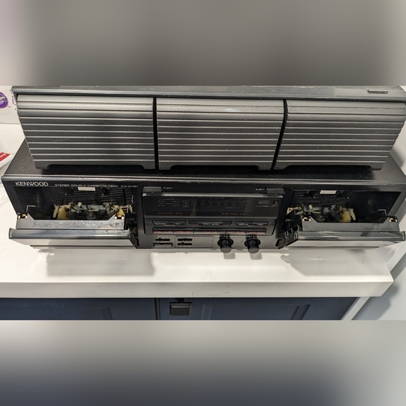 Kenwood Stereo Double Cassette Deck KX-W791 & 3 Drawer Cassette Storage - Picture 3 of 4
